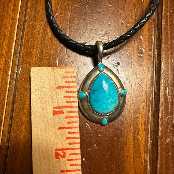 Carolyn Pollack Kingman Turquoise Leather and Sterling Necklace NEW - Picture 10 of 13
